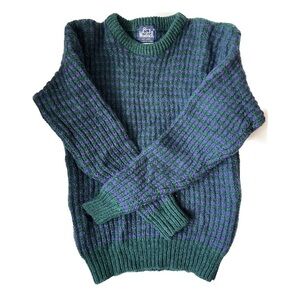Vtg Woolrich Sweater Sz Medium 60s Knit Teal/Purple Wool